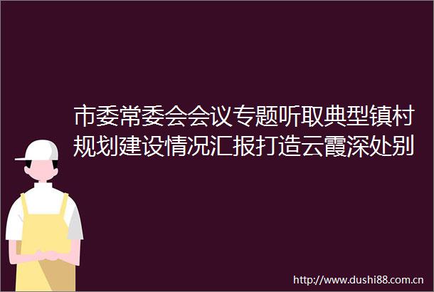 市委常委会会议专题听取典型镇村规划建设情况汇报打造云霞深处别有洞天的魅力霞洞庄悦群主持会议