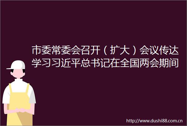 市委常委会召开（扩大）会议传达学习总书记在全国两会期间发表的系列重要讲话精神和全国两会精神研究我市贯彻落实意见
