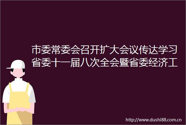 市委常委会召开扩大会议传达学习省委十一届八次全会暨省委经济工作会议精神