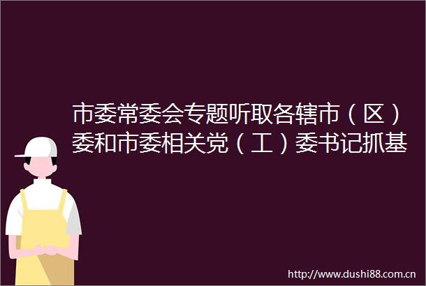 市委常委会专题听取各辖市（区）委和市委相关党（工）委书记抓基层党建工作述职