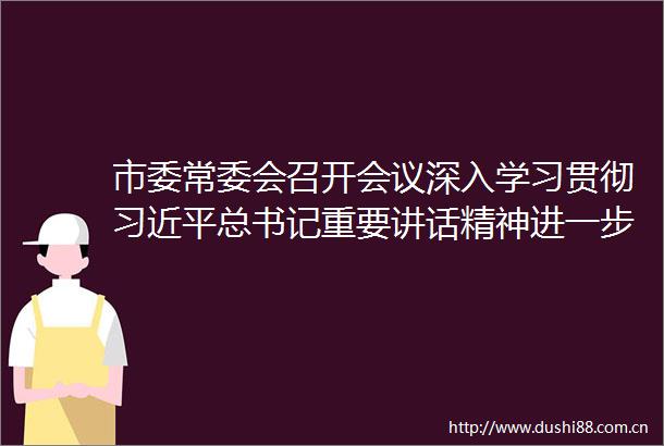 市委常委会召开会议深入学习贯彻总书记重要讲话精神进一步研究部署全市疫情防控等工作