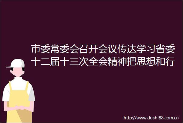 市委常委会召开会议传达学习省委十二届十三次全会精神把思想和行动统一到高质量加快发展上来以新担当新作为推动十四五开