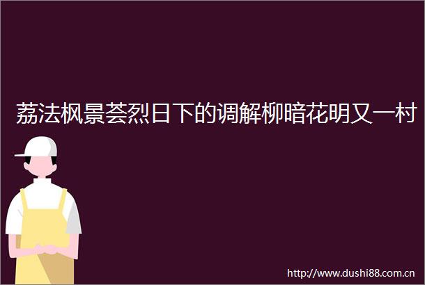 荔法枫景荟烈日下的调解柳暗花明又一村