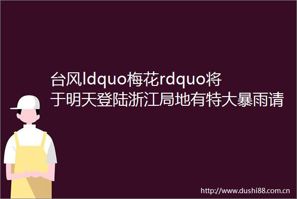 台风ldquo梅花rdquo将于明天登陆浙江局地有特大暴雨请各位避免不必要外出rarr