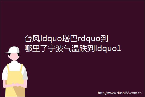 台风ldquo塔巴rdquo到哪里了宁波气温跌到ldquo1rdquo字头下周的天气出乎意料helliphellip