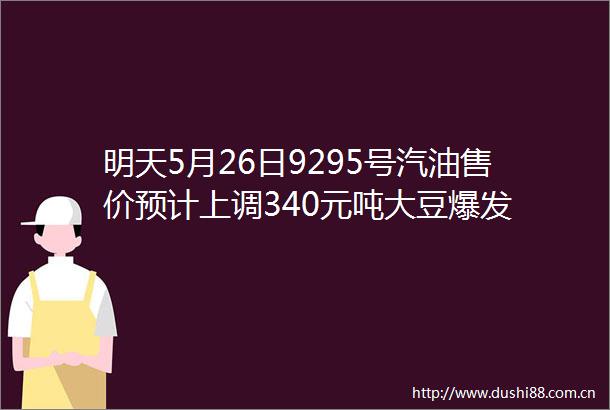 明天5月26日9295号汽油售价预计上调340元吨大豆爆发