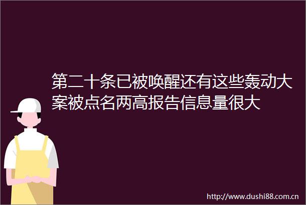 第二十条已被唤醒还有这些轰动大案被点名两高报告信息量很大