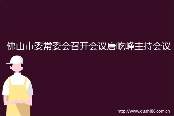 佛山市委常委会召开会议唐屹峰主持会议