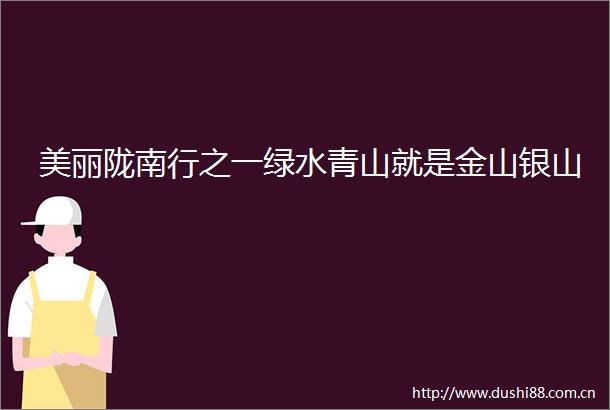 美丽陇南行之一绿水青山就是金山银山
