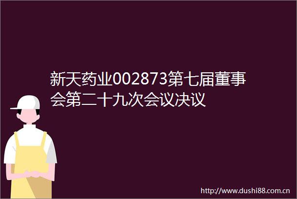 新天药业002873第七届董事会第二十九次会议决议