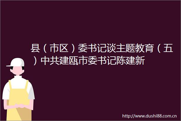 县（市区）委书记谈主题教育（五）建瓯市委书记陈建新