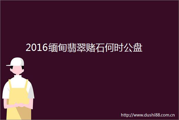 2016缅甸翡翠赌石何时公盘