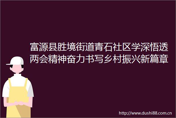 富源县胜境街道青石社区学深悟透两会精神奋力书写乡村振兴新篇章