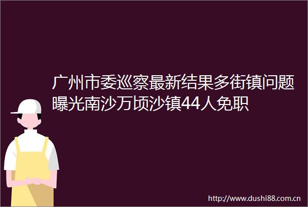 广州市委巡察最新结果多街镇问题南沙万顷沙镇44人免职