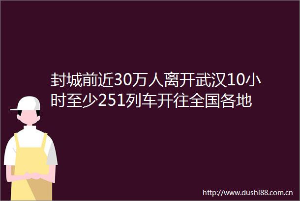 封城前近30万人离开武汉10小时至少251列车开往全国各地