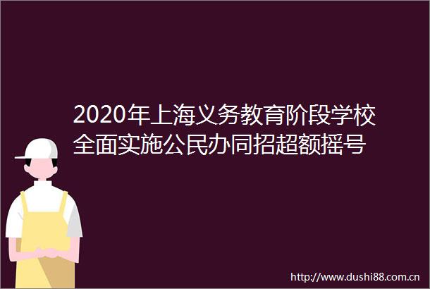 2020年上海义务教育阶段学校全面实施公民办同招超额摇号