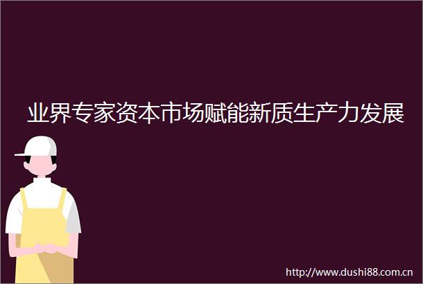 业界专家资本市场赋能新质生产力发展