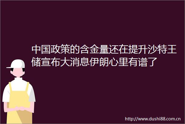 政策的含金量还在提升沙特王储宣布大消息伊朗心里有谱了