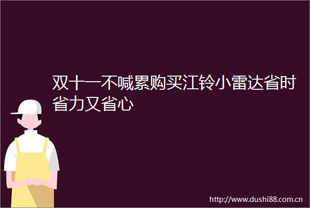 双十一不喊累购买江铃小雷达省时省力又省心