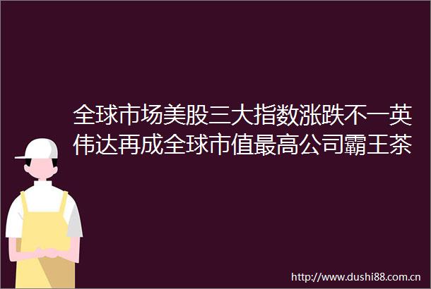 全球市场美股三大指数涨跌不一英伟达再成全球市值最高公司霸王茶姬跌超8