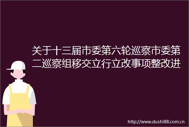 关于十三届市委第六轮巡察市委第二巡察组移交立行立改事项整改进展情况的通报