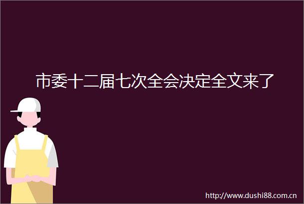 市委十二届七次全会决定全文来了