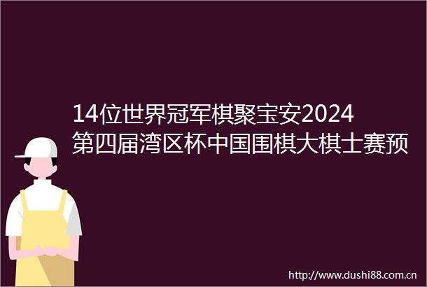 14位世界冠军棋聚宝安2024第四届湾区杯围棋大棋士赛预选赛正式开赛