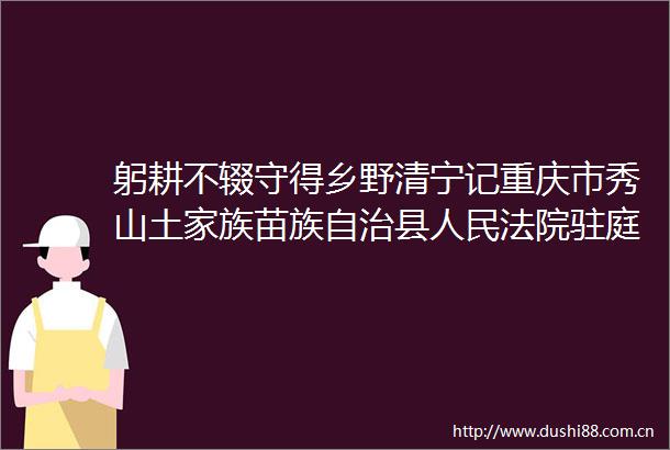 躬耕不辍守得乡野清宁记重庆市秀山土家族苗族自治县驻庭调解员田茂清