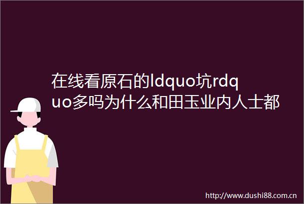 在线看原石的ldquo坑rdquo多吗为什么和田玉业内人士都不会在线买原籽