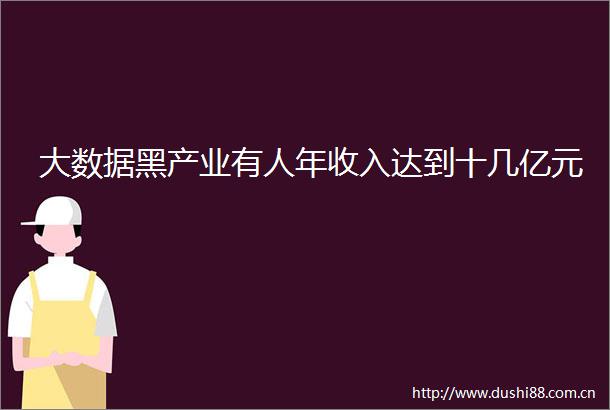 大数据黑产业有人年收入达到十几亿元