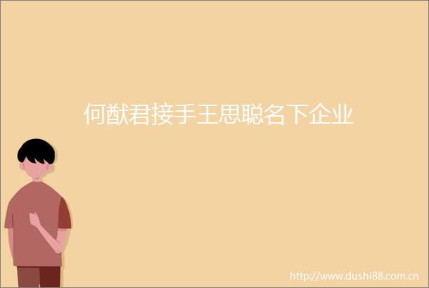 何猷君接手王思聪名下企业