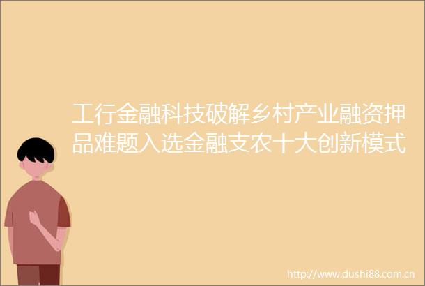 工行金融科技破解乡村产业融资押品难题入选金融支农十大创新模式