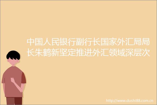 银行副行长外汇局局长朱鹤新坚定推进外汇领域深层次改革和高水平开放