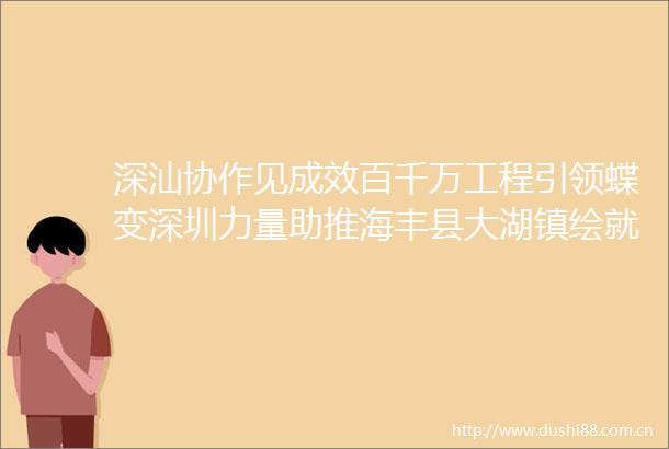深汕协作见成效百千万工程引领蝶变深圳力量助推海丰县大湖镇绘就乡村振兴新画卷