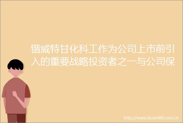 锴威特甘化科工作为公司上市前引入的重要战略投资者之一与公司保持着良好的业务协同和战略合作关系