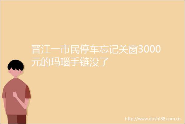 晋江一市民停车忘记关窗3000元的玛瑙手链没了
