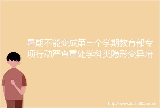 暑期不能变成第三个学期教育部专项行动严查重处学科类隐形变异培训