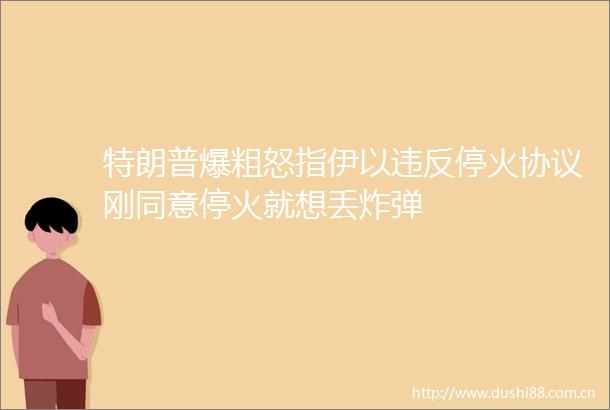 特朗普爆粗怒指伊以违反停火协议刚同意停火就想丢