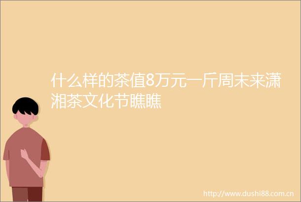 什么样的茶值8万元一斤周末来潇湘茶文化节瞧瞧