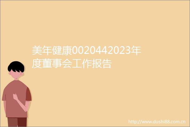 美年健康0020442023年度董事会工作报告