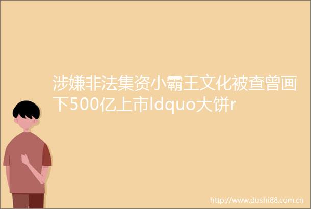 集资小霸王文化被查曾画下500亿上市ldquo大饼rdquo近50名投资人起诉ldquordquo