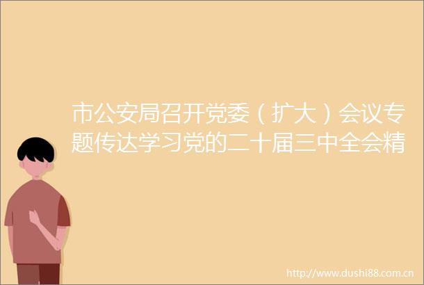 市局召开党委（扩大）会议专题传达学习党的二十届三中全会精神提升新质战斗力全力护航首都高质量发展