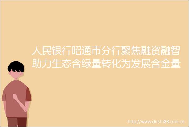 银行昭通市分行聚焦融资融智助力生态含绿量转化为发展含金量