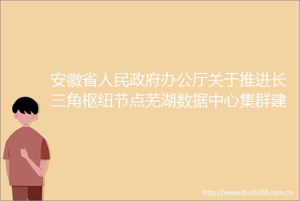 安徽省办公厅关于推进长三角枢纽节点芜湖数据中心集群建设若干举措政策解读