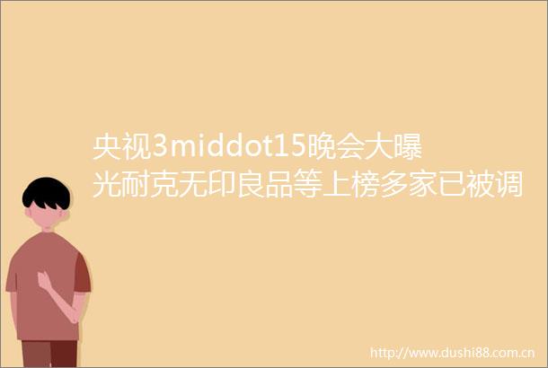 央视3middot15晚会大耐克无印良品等上榜多家已被调查