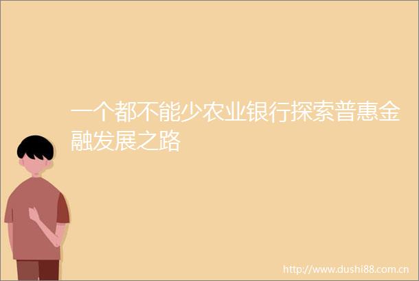 一个都不能少农业银行探索普惠金融发展之路