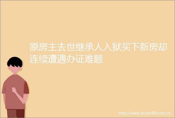 原房主去世继承人入狱买下新房却连续遭遇难题