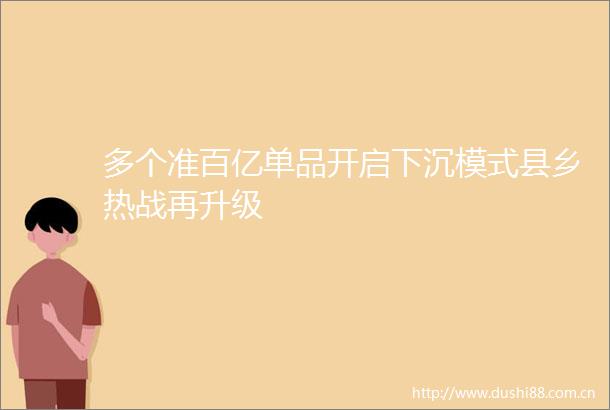 多个准百亿单品开启下沉模式县乡热战再升级