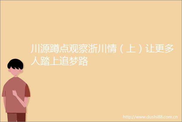 川源蹲点观察浙川情（上）让更多人踏上追梦路