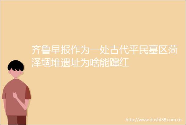 齐鲁早报作为一处古代平民墓区菏泽堌堆遗址为啥能蹿红